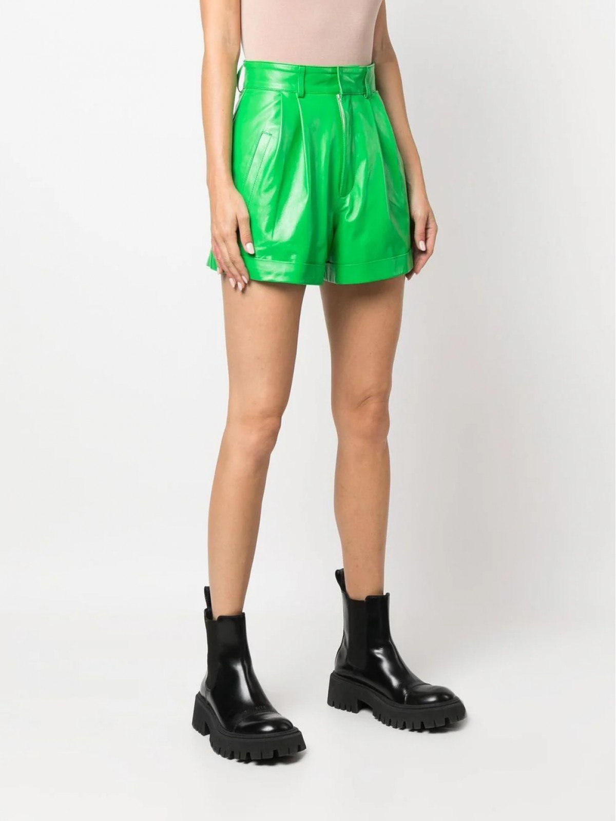 HIGH-WAISTED LEATHER SHORTS