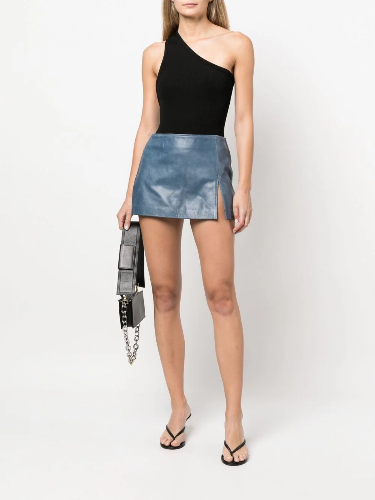 PANELLED LEATHER MINI SKIRT