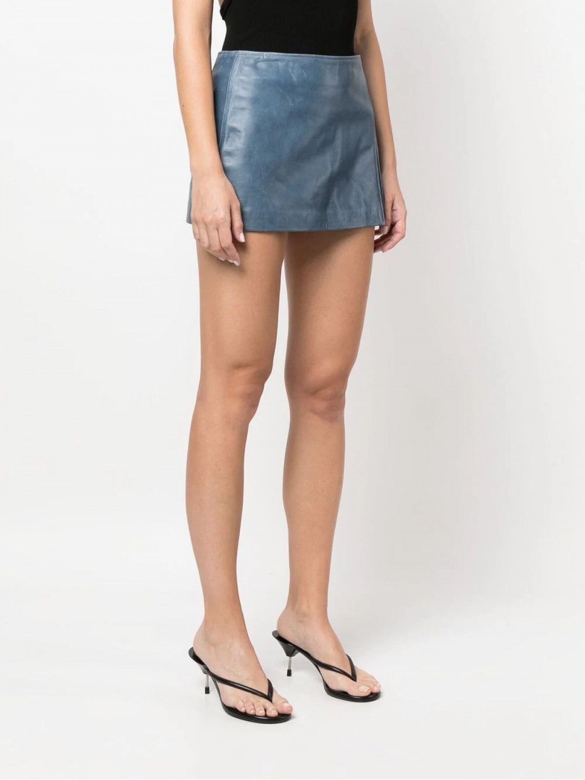 PANELLED LEATHER MINI SKIRT