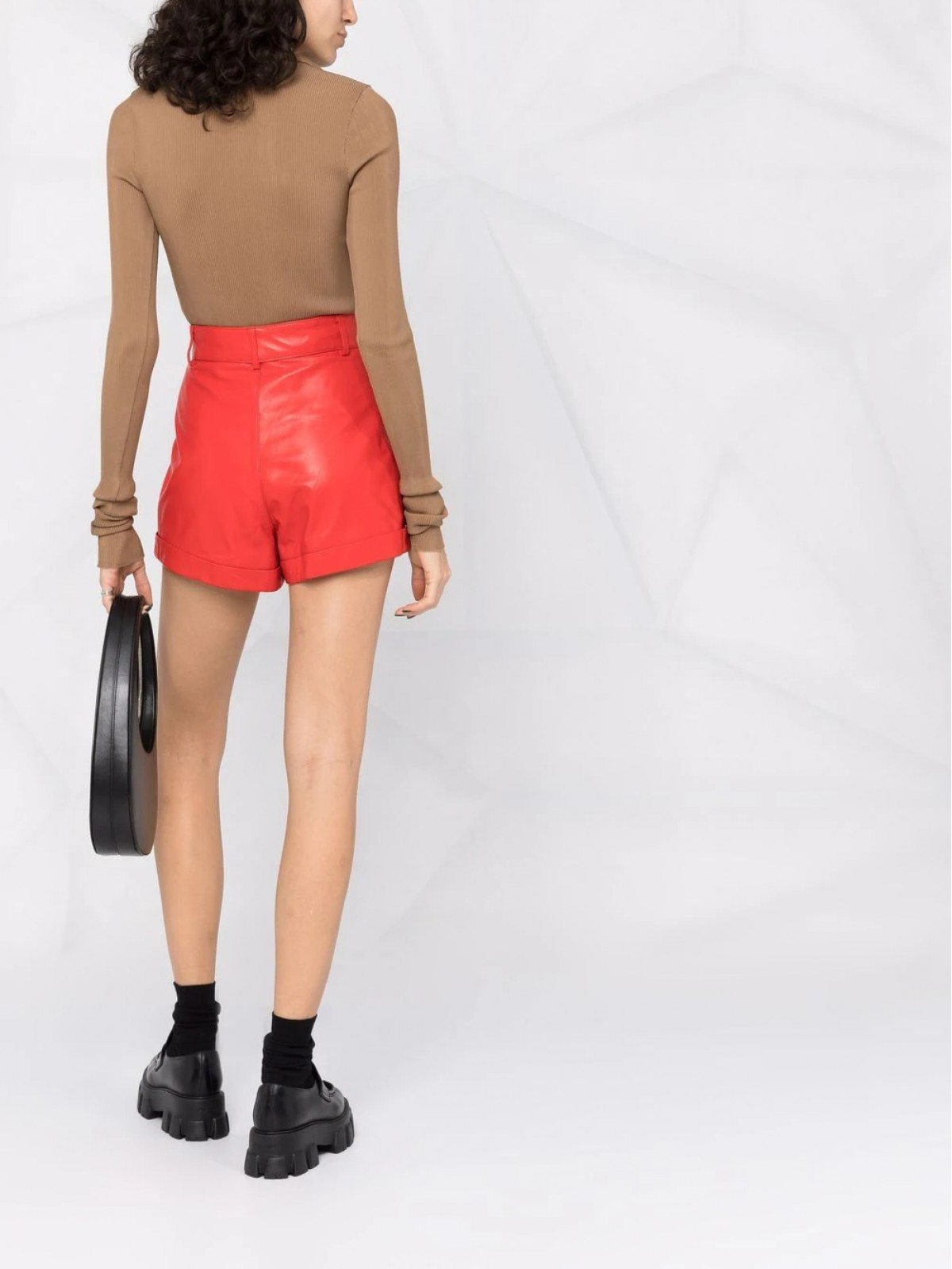 FLARED LEATHER SHORTS