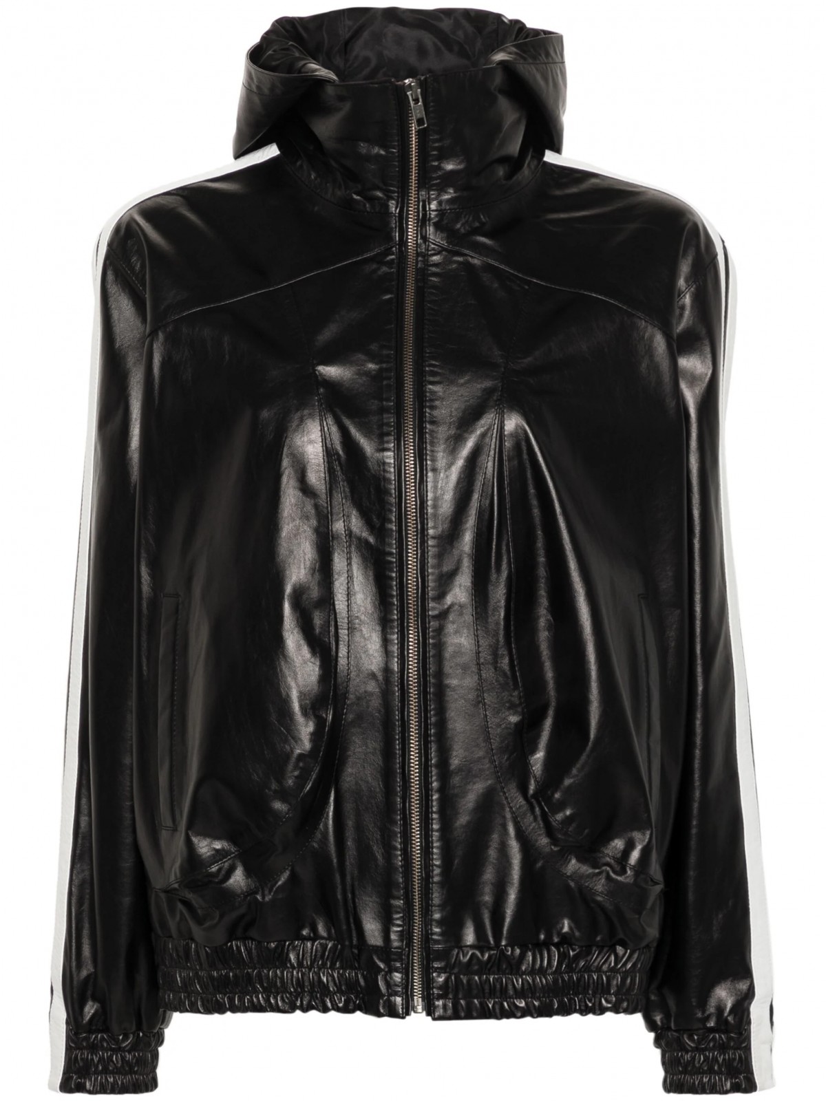 RACING HOODED LEATHER JACKET