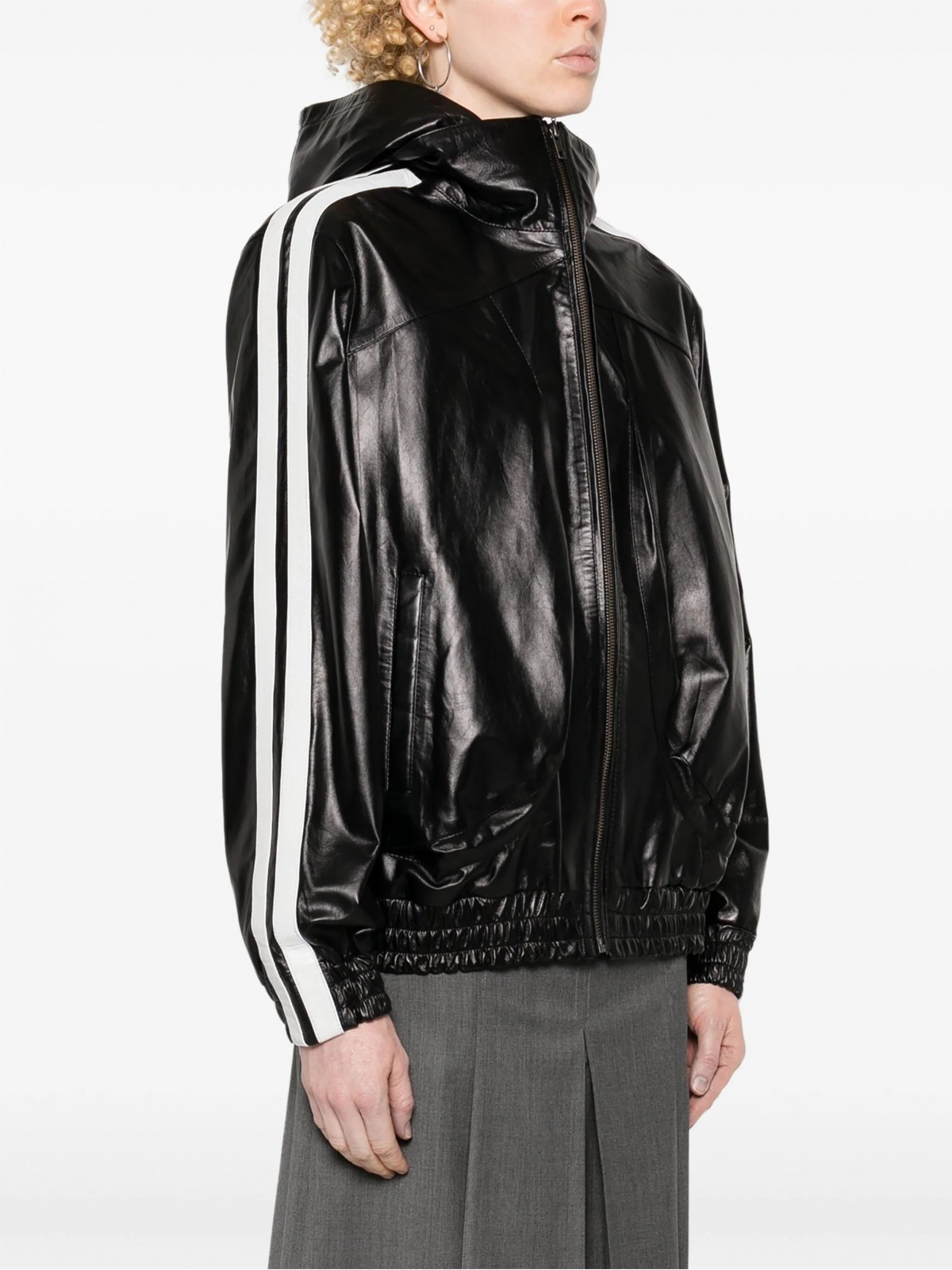 RACING HOODED LEATHER JACKET