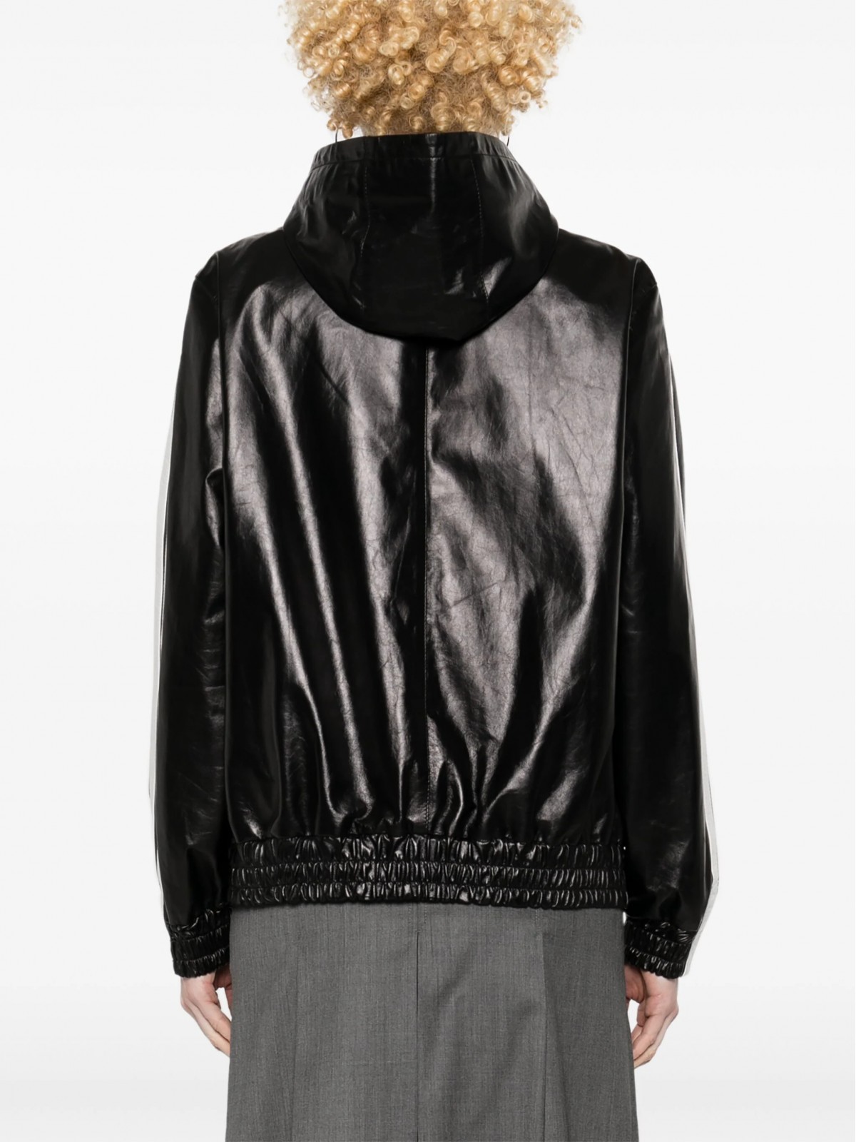 RACING HOODED LEATHER JACKET