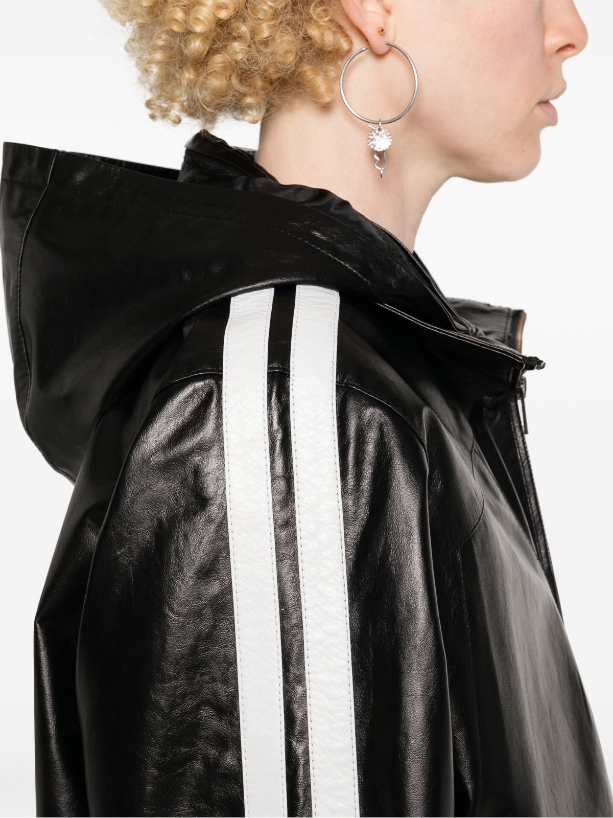 RACING HOODED LEATHER JACKET