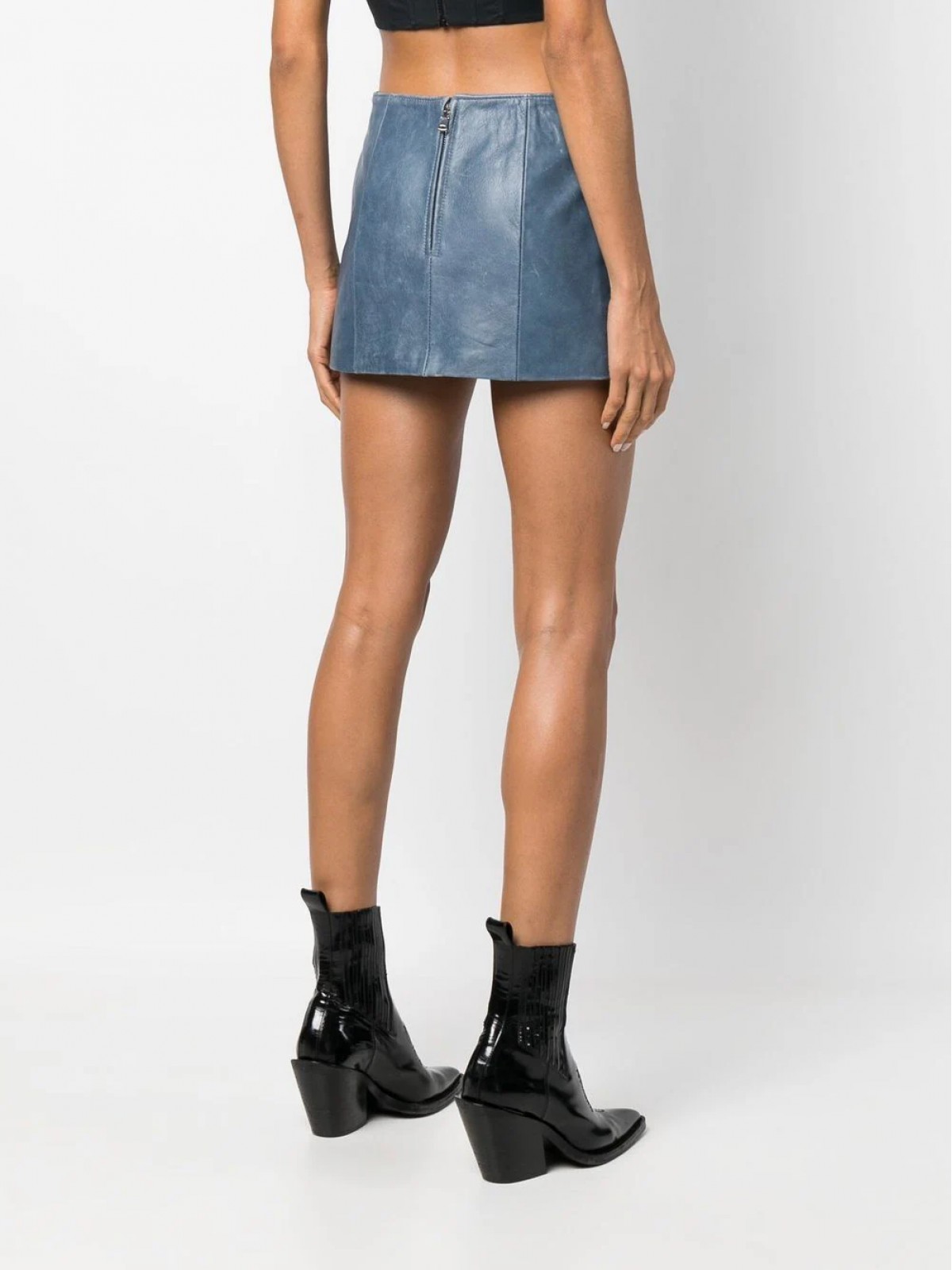 LOW-RISE LEATHER MINI SKIRT